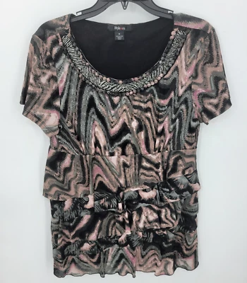 Top Style and Co para mujer mediano negro rosa remolino cuentas núcleo de hadas grunge en capas Foto 1 de 4