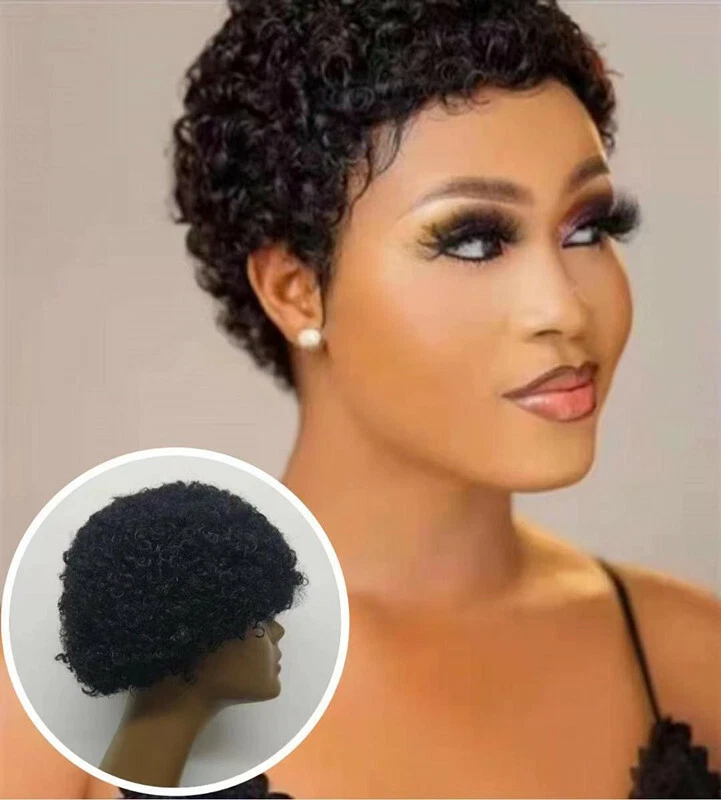 LO ÚLTIMO Peluca Completa Corta Afro Rizada Rizada Peluca de Pelo Brasileña Afroamericana Foto 1 de 1