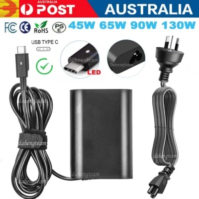 45W 65W 90W 130W USB C Type-C Laptop Adapter Power Charger For Dell XPS Lenovo  - image 1 of 4