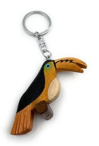 Handmade Holz Schlüsselanhänger Papagei Vogel Sittich Zuchtvogel bunt Anhänger - Picture 1 of 5