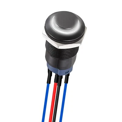 1pc 12mm Latching led Push Button Switch White Light with pre Wiring Waterproof - Image 1 of 4