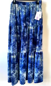 Lularoe Poppy Blue Tie Dye Tiered Elastic Waist Maxi Skirt M NWT - Picture 1 of 2