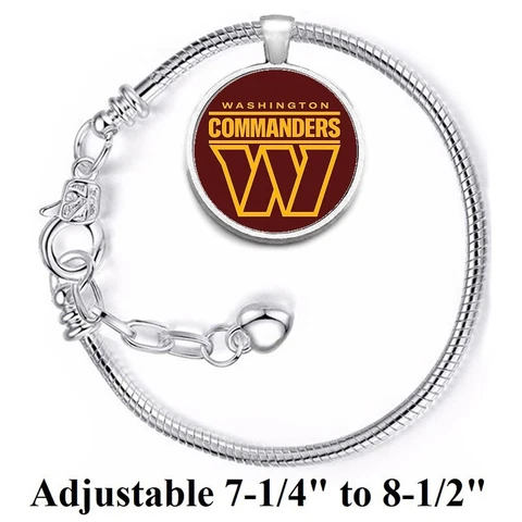 Washington Commanders Old Redskins Silver Womens Snake Link Bracelet D10 Cover