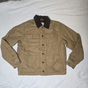 Old Navy Men's Large Barn Coat Flannel Lined Corduroy Collar (Runs Small) Tan - Picture 1 of 16