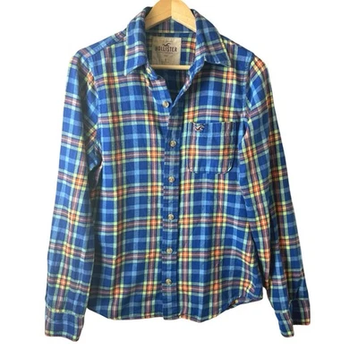 Hollister Flannel Shirt Mens Y2K Blue Retro Western Plaid Gorpcore Cowboy Rodeo - Image 1 of 4