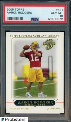 Topps #431 2005 Aaron Rodgers radiocontrol novato PSA 10 centrado Foto 1 de 2