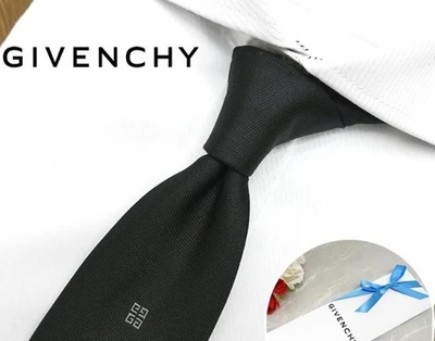 GIVENCHY Tie Necktie 100% Silk Black Width 8cm Made in Italy High Quality Men's - Image 1 of 4