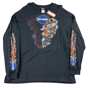 Camisa de manga larga Harley-Davidson para hombre 2XL NUEVA CON ETIQUETAS mangas flameadas Mancuso Houston TX - Imagen 1 de 20