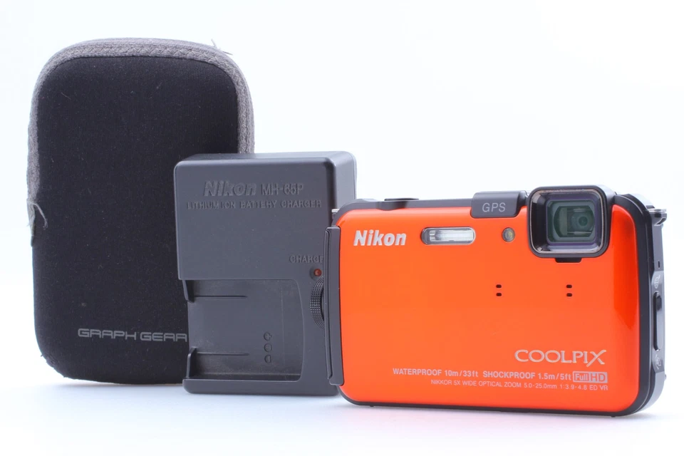 [Exc+5] Nikon COOLPIX AW100 16.0MP Waterproof Digital Camera Orange From JAPAN - Image 1 of 4