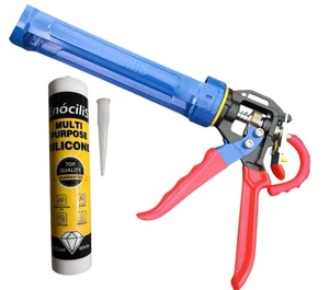 EnociliS Silikon Dichtstoff + Profi Heavy Duty Abdichtpistole - Bild 1 von 5