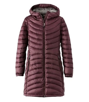 LL Bean Womens MEDIUM Ultralight 850 Down Hooded Coat Jacket Parka in DARK PLUM - Image 1 of 4