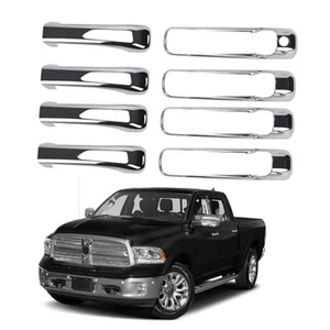 4 Sets Black Door Handle Covers Compatible with 2013-2018 Dodge RAM Chrome - Picture 1 of 8