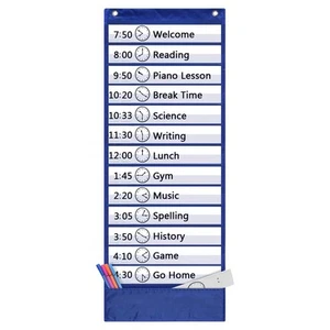 Daily Schedule Pocket Chart 18 Custom Cards Classroom Office Homeschool Blue - Picture 1 of 7