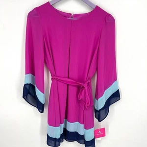 Amy Byer Girls Youth Bell Sleeve NWT Magenta Dress Size 14 - Picture 1 of 12