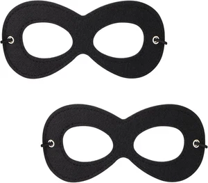 Superhero Mask, Black Felt Eye Mask, Halloween Dress Up, Adjustable Eyemask W/El - Picture 1 of 12