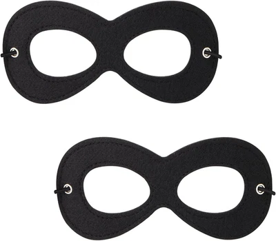 Superhero Mask, Black Felt Eye Mask, Halloween Dress Up, Adjustable Eyemask W/El - Image 1 of 4