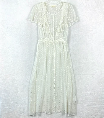 Vestido midi petardo For Love And Lemons para mujer M blanco estrella volantes transparentes boho Foto 1 de 4