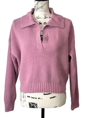 Abercrombie & Fitch V-Neck Sweater Collared Pullover Knit Mauve Pink Size XS NEW - Image 1 of 4