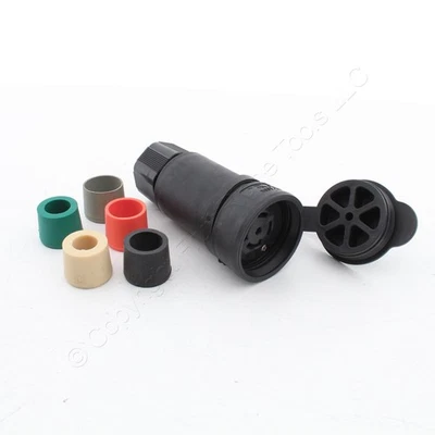 Eaton Black Watertight Locking Connector Plug L21-30R 30A 120/208V 3ØY L2130CWBK - Image 1 of 4