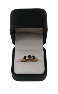 Sanuk 10k Yellow Gold Sapphires and Diamond Accent Bow Tie Shaped Ring Size 6.5 - Picture 1 of 20