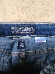 Girls Silver Cropped Jeans Frayed Bottoms 14 Adj Waist Distressed - Picture 1 of 4