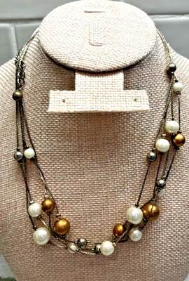 ¿JUSTIN GIUNTA? "Collar de cuentas de cobre para Target ~ tono plata y perlas de imitación 30-32""" Foto 1 de 4