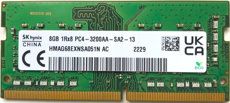 SK Hynix 8GB 1Rx8 PC4-3200AA-SA2-13 DDR4 Laptop SDRAM HMAG68EXNSA051N - Image 1 of 1