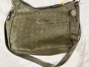 Rosetti Handbag Olive Green Shoulder Strap Silver Metal Hardware Top Zip Side Sn - Picture 1 of 7