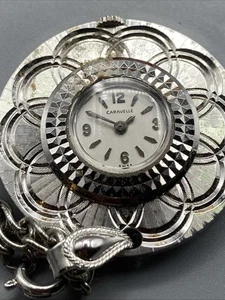 Funktionierende Vintage Caravelle by Bulova Anhänger Halskette Uhr Handarbeit funktioniert - Bild 1 von 5