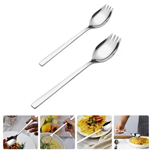 Cuchara para ensaladas de acero inoxidable de 2 piezas para estudiantes servidores de frutas de metal suministros de cocina - Imagen 1 de 12