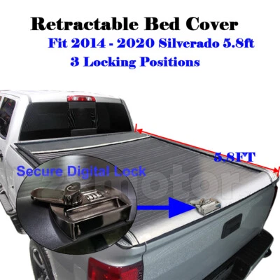 Retractable Tonneau Cover For Sierra GMC Chevrolet Silverado 1500 2014-2023 5.8' Foto 1 de 4