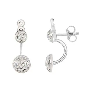 1/4 Cttw Diamond Behind the Ear Pave Stud Women's Earrings Rhodium Plated Silver - Picture 1 of 4