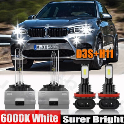 Para For BMW X5 2007-2016 2017 Faro LED blanco alto-bajo + luces antiniebla LED - Изображение 1 из 4