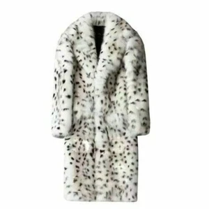 2024 Neu Mittellanger Leopardenmuster Herren Oversized Mantel Rejects Kunstfellmantel - Bild 1 von 8
