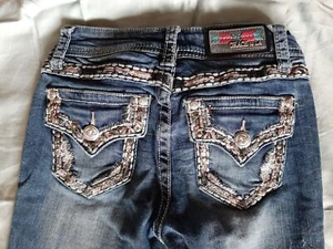 Grace in LA Jeans Girls 12 Dark Blue Embroidered Pockets - Picture 1 of 5
