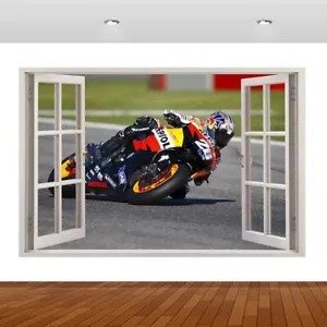 Honda Repsol Motor Bike Racing 3D Smashed Wall Sticker Poster Vinyl Mural S476 - Picture 1 of 1