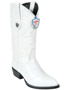 Bota de Vaquero Occidental Wild West Blanca Genuina Anguila - Imagen 1 de 1