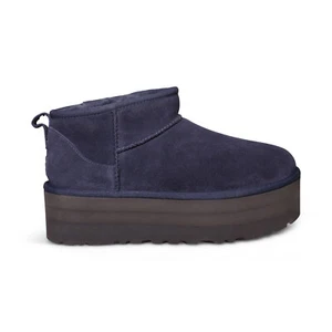 BOTAS UGG CLASSIC ULTRA MINI PLATAFORMA EVE AZUL PIEL GAMUZA MUJER TALLA US 11 NUEVAS - Imagen 1 de 5