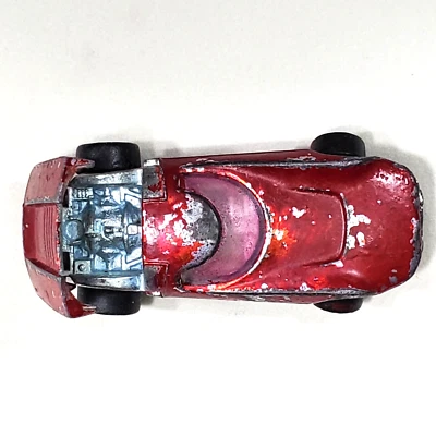 Redlines Hot Wheels 1968 Mattel Turbo rojo fuego diecast coche capó trasero se eleva Foto 1 de 4