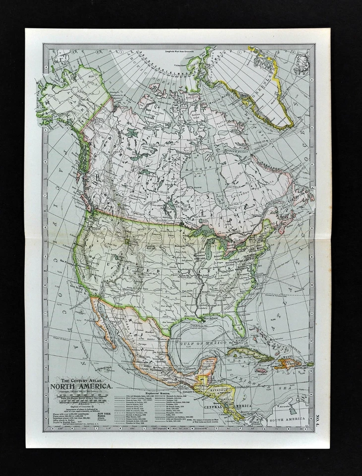 Mapa del siglo 1902 - América del Norte Estados Unidos Canadá México Cuba Alaska Islandia Foto 1 de 2