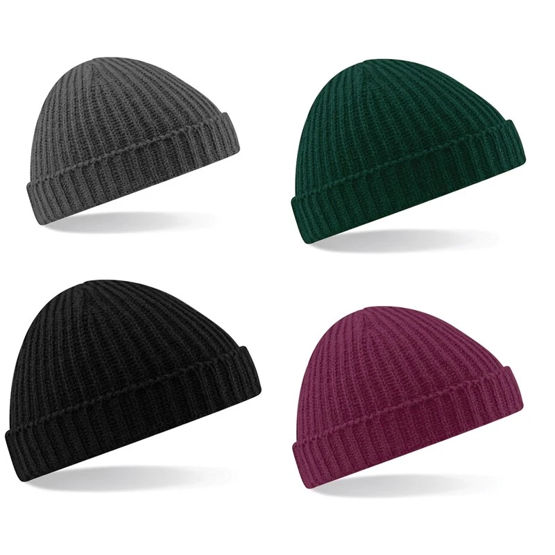 Beechfield Herren Winter Strick Beanie Trawler Beanie Skater Fischermütze NEU