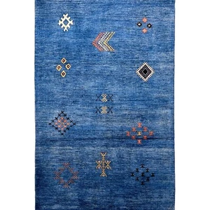 Handmade (5' x 8') Blue Southwestern Style Afghan Wool Area Rug - Picture 1 of 11