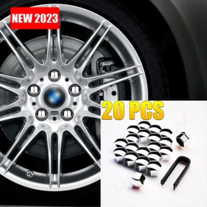 20x Shiny Chrome 17mm Lug Nut Wheel Bolt Covers Caps Hub Plastic Tire Silver - Picture 1 of 12