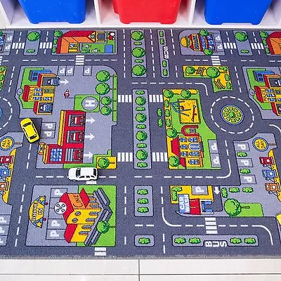 Kids Playmat City Toy Map Floor Mat Rug For Car Play Girls Boys Children Bedroom • 25.95£