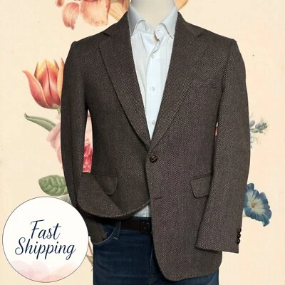 复古 HAGGAR 男式西装外套运动外套双扣夹克 40S 斜纹羊毛混纺 — 第 1/4 张图片