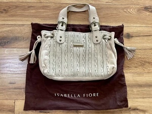 NEW ISABELLA FIORE WOVEN LEATHER HOBO BAG W METAL HARDWARE & LEATHER TASSLES - Picture 1 of 9