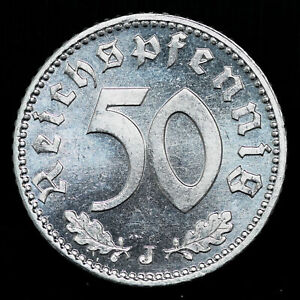 50 Reichspfennig 1943 J wie neu Deutschland STG. (2978) Foto RS bearbeitet