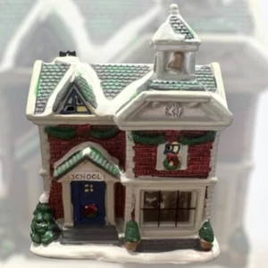 Rite Aid Yule Rite Lighted Christmas House School Ceramic Village No Light - Picture 1 of 12