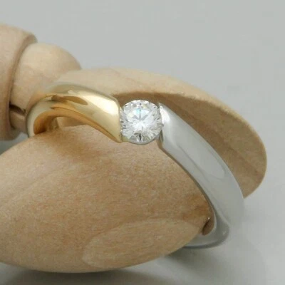 Ring Spannring ca. 0,35ct W-vs Brillant 750/18K Gelbgold und 950'er Platin Gr.59 - Bild 1 von 4