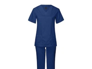 Juegos de exfoliantes uniformes de enfermera médica elásticos unisex cuello en V 4 bolsillos - Imagen 1 de 13